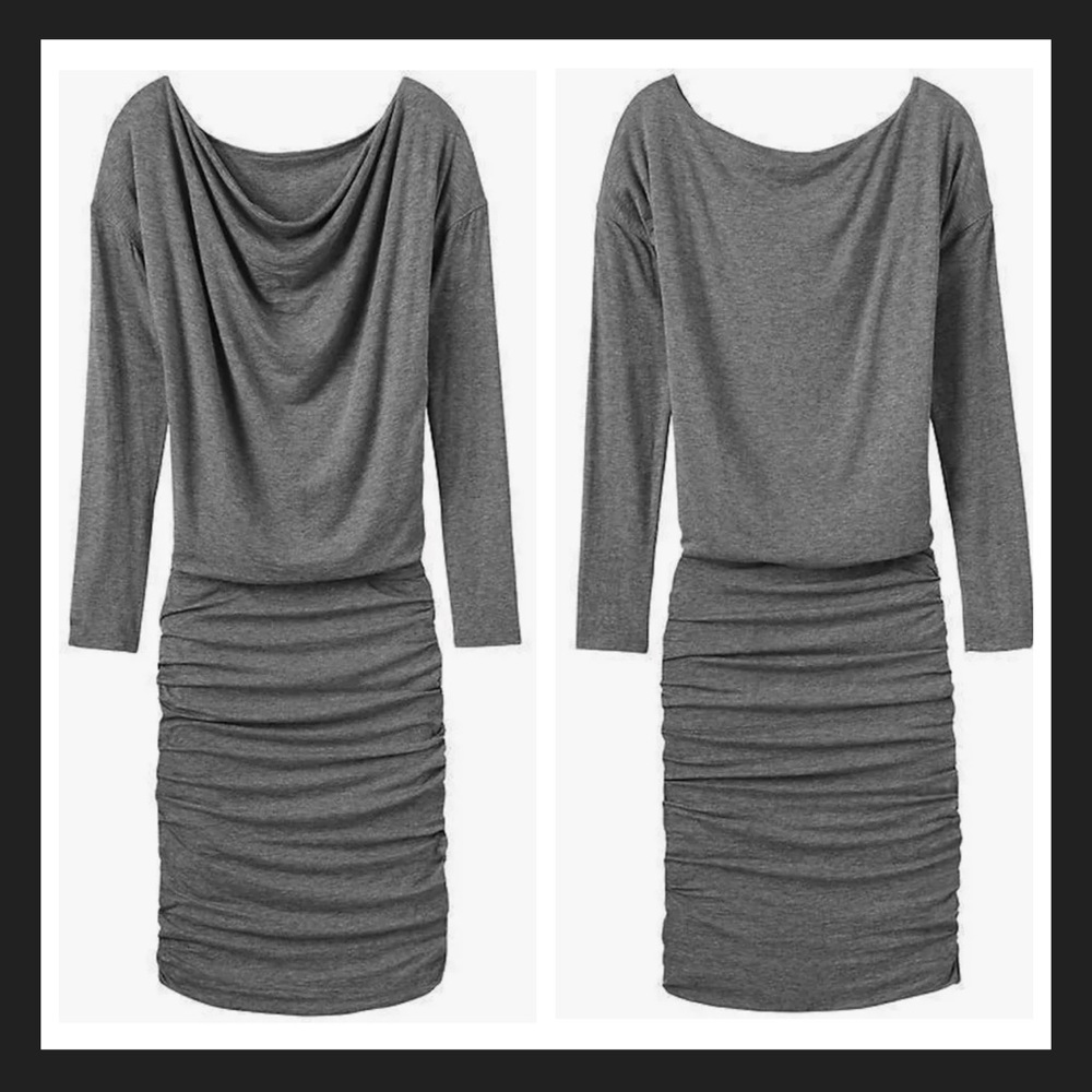 ATHLETA Solstice Cowl Long Sleeve Heather Grey Dress